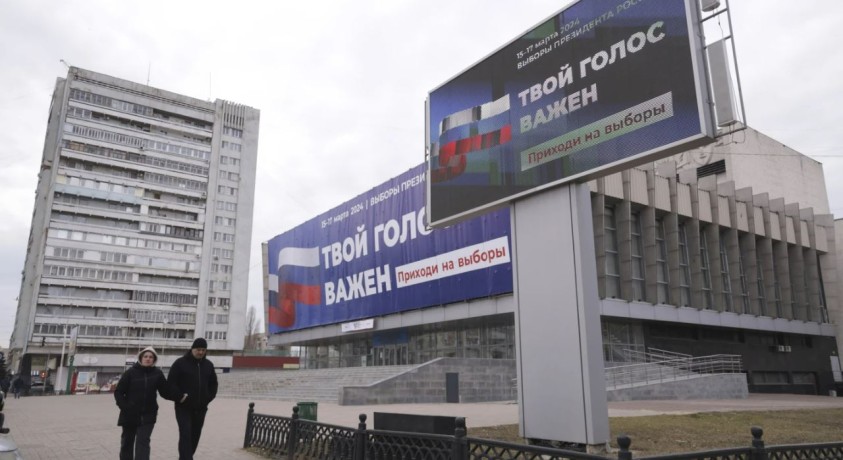 უკრაინის ოკუპირებულ ტერიტორიებზე რუსეთის საპრეზიდენტო არჩევნები მიმდინარეობს
