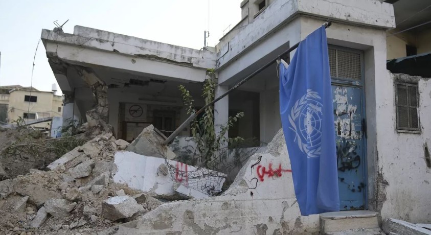ღაზაში გაეროს პალესტინელ ლტოლვილთა დახმარების სააგენტოს შენობა ნაწილობრივ დანგრეულია