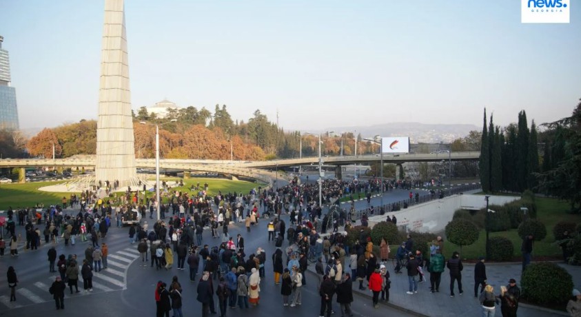 23 ნოემბრის საპროტესტო მსვლელობა უნივერსიტეტის ეზოდან გმირთა მოედანზე გაგრძელდა