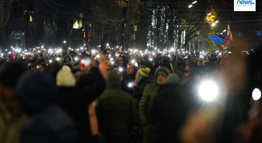 რუსთაველის გამზირი, თბილისი, 23:30, 12 დეკემბერი, 2024 წელი