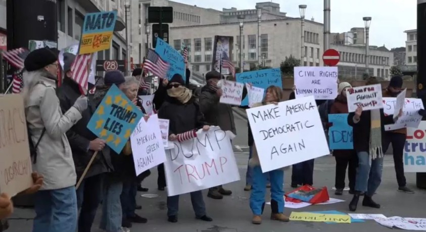 ბრიუსელში დონალდ ტრამპის საწინააღმდეგო აქცია გაიმართა