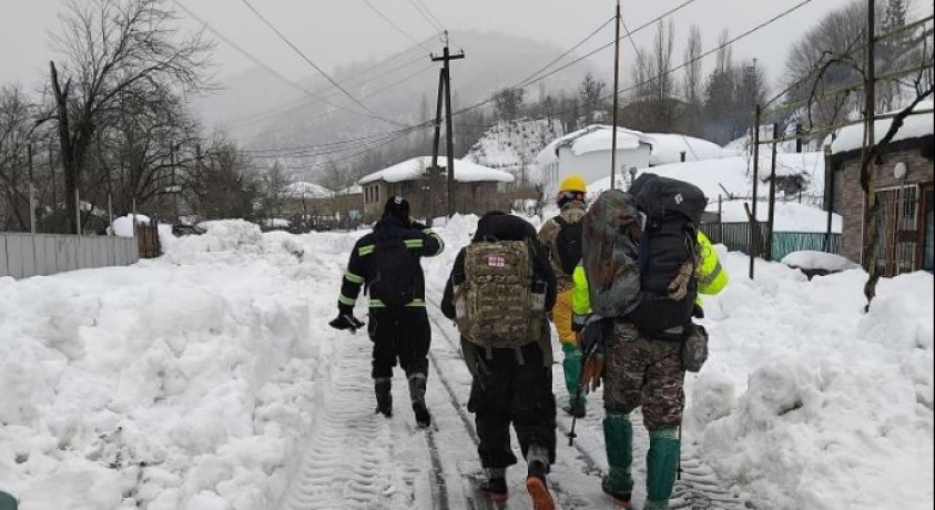 მოხალისეები თოვლიან სოფლებში