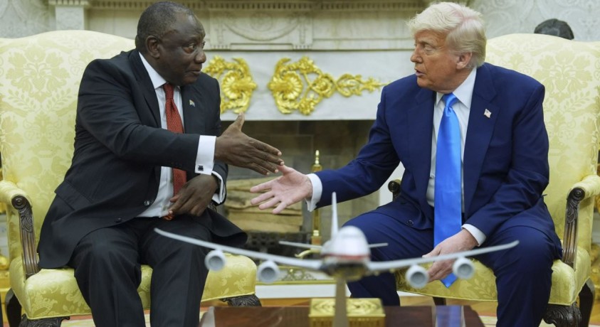 დონალდ ტრამპი თეთრ სახლში სამხრეთ აფრიკის რესპუბლიკის პრეზიდენტს დაუპირისპირდა