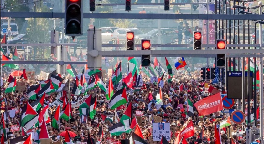 პალესტინის მხარდამჭერი აქცია ბრიუსელში