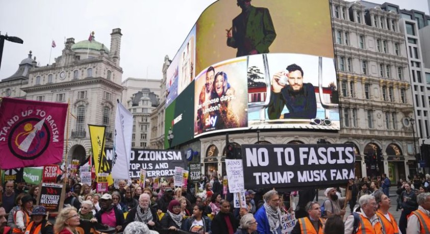 დონალდ ტრამპს ლონდონში საპროტესტო აქციებით დახვდნენ