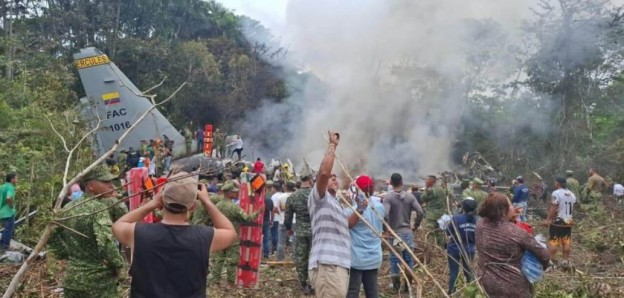 კოლუმბიაში სამხედრო სატრანსპორტო თვითმფრინავი ჩამოვარდა