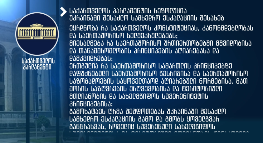 ოპოზიცია და ხელისუფლება უკრაინის მხარდამჭერ რეზოლუციაზე ვერ შეთანხმდა