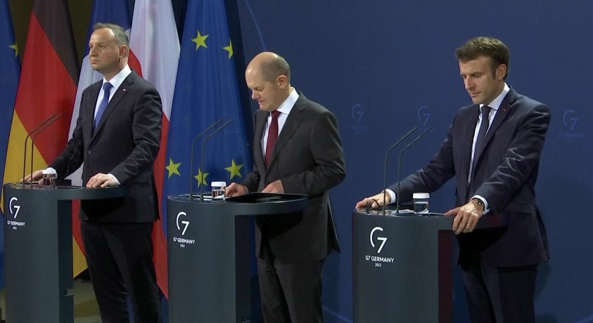 საფრანგეთის და პოლონეთის პრეზიდენტები ბერლინში გერმანიის კანცლერს შეხვდნენ