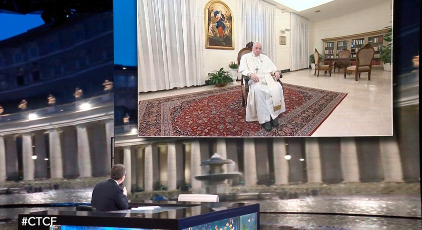 რომის პაპმა ფრანცისკემ სატელევიზიო თოქშოუში პირველად მიიღო მონაწილეობა