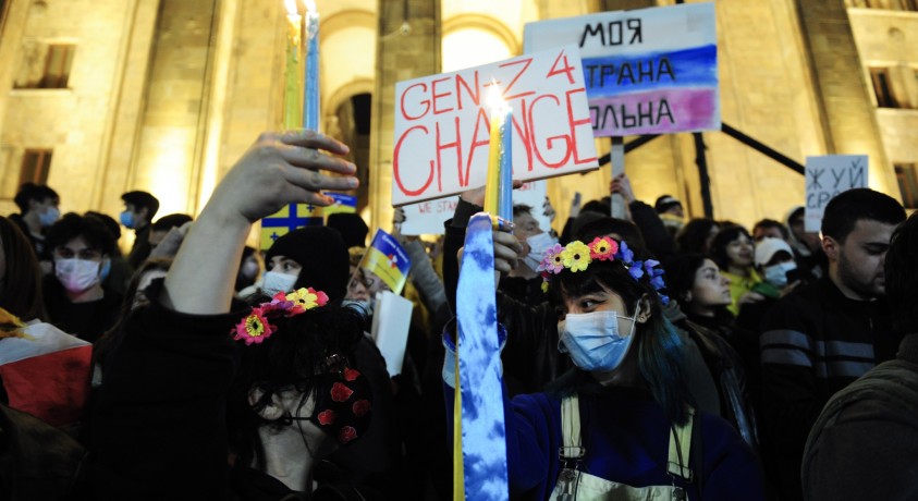 უკრაინის მხარდამჭერი აქცია პარლამენტთან დღესაც გაიმართება