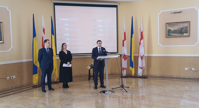 უკრაინის საელჩოს წარმომადგენლები მადლობას უხდიან საქართველოს მხარდაჭერისთვის