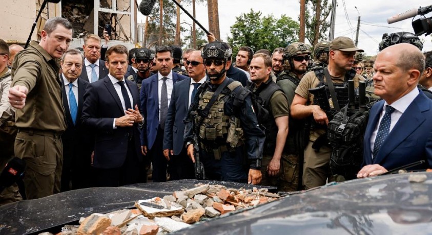 გერმანიის, საფრანგეთისა და იტალიის ლიდერები კიევში რუსეთის სამხედრო აგრესიის დაწყების შემდეგ პირველად ჩადიან