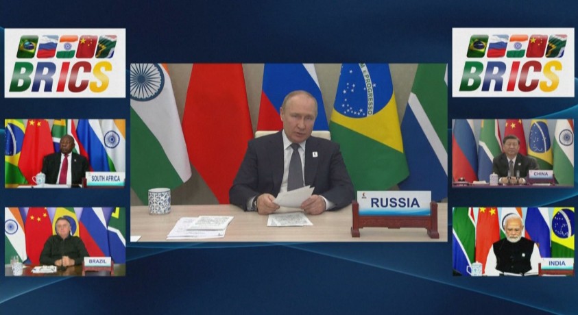 BRICS-ის სამიტზე ვლადიმერ პუტინის გამოსვლას დასავლეთის კრიტიკა მოჰყვა