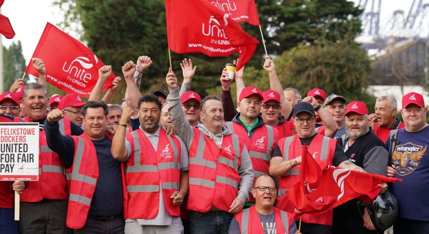 დიდ ბრიტანეთში პორტ ფელიქსტოუში მუშები ხელფასის გაზრდის მოთხოვნით გაიფიცნენ