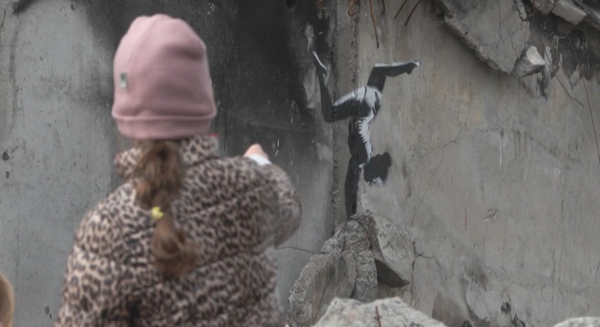 უკრაინის ქალაქ ბოროდიანკაში ბენქსის ნახატი გამოჩნდა