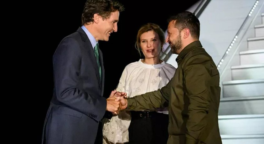 უკრაინის პრეზიდენტი ვოლოდიმერ ზელენსკი ომის დაწყების შემდეგ კანადაში პირველად ჩავიდა