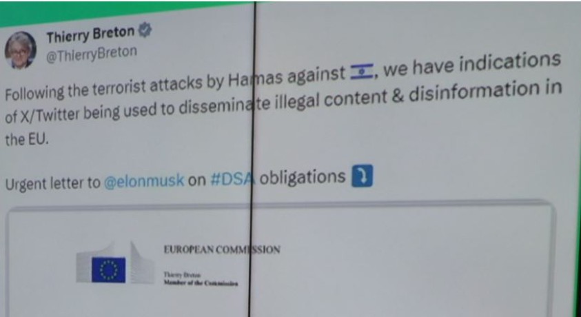 ევროკომისია პლატფორმა X-ს დეზინფორმაციის გავრცელებაში ადანაშაულებს