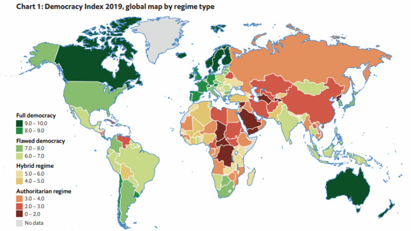 The Economist: საქართველოს დემოკრატიის ხარისხი 2019 წელთან შედარებით გაუარესდა