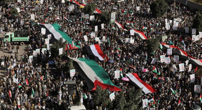 ასიათასობით დემონსტრანტი გამოვიდა იემენში პალესტინელების მხარდასაჭერად