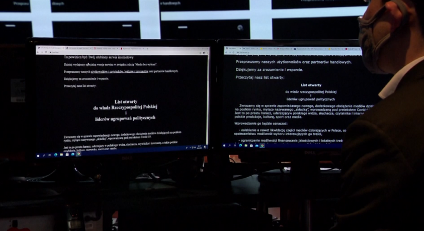 პოლონეთში მედიამ ტელეეკრანები პროტესტის ნიშნად ჩააბნელა